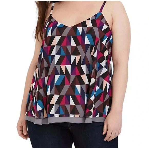 Torrid Sophie Geo Chiffon double layer swing camisole top size 1-1X/14-16 - Picture 5 of 12